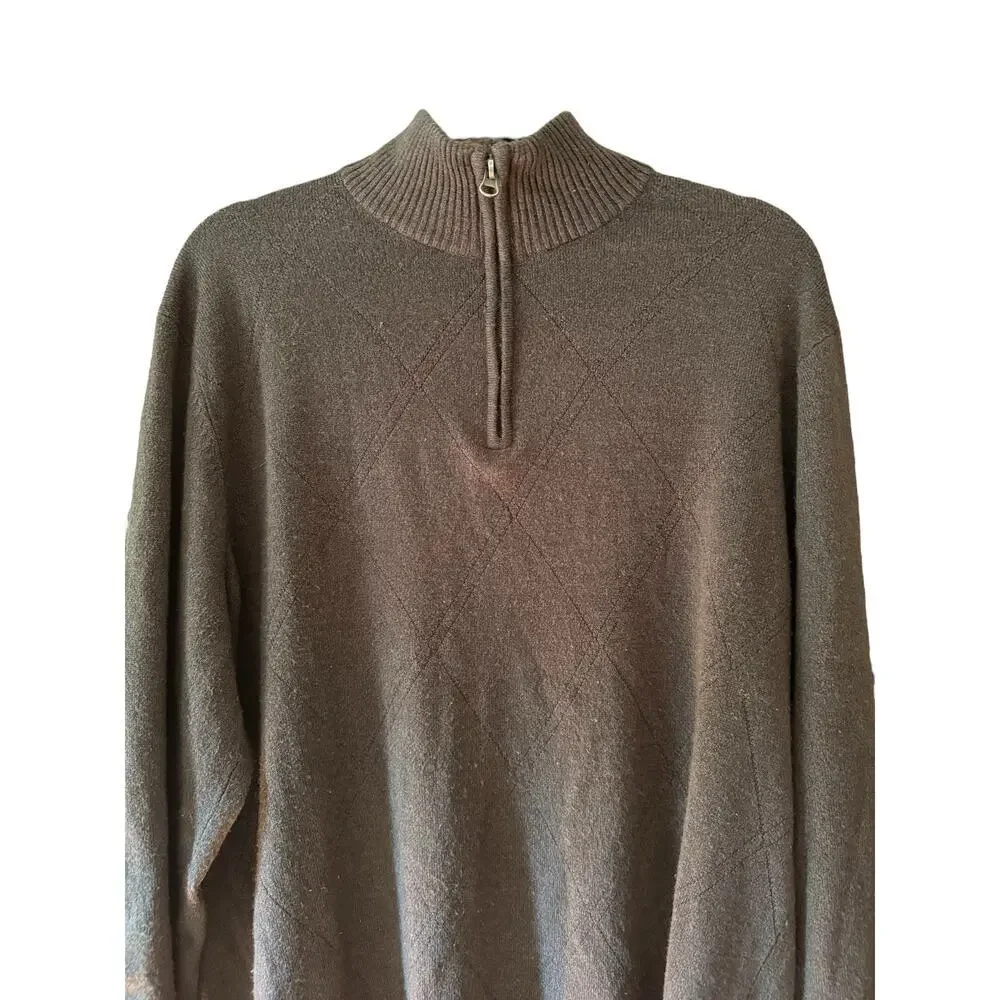 Dockers Men’s XL Quarter Zip Sweater Knit Pullover Mock Neck Long Sleeve Brown - Picture 5 of 8